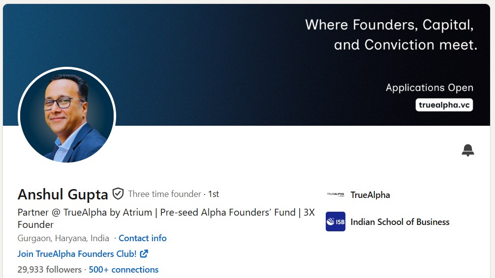 LinkedIn profile showing 29K+ followers